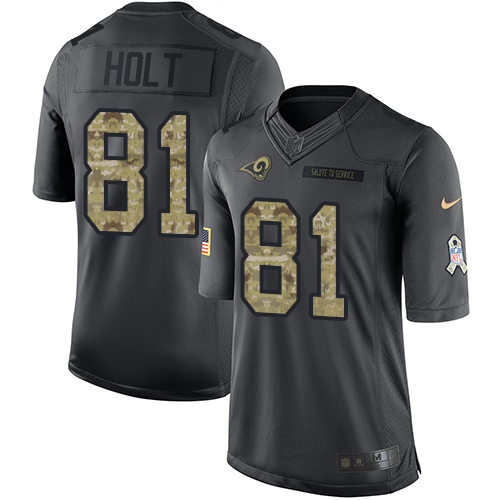 Youth Limited Torry Holt Nike Jersey Black - #81 2016 Salute to Service NFL Los Angeles Rams